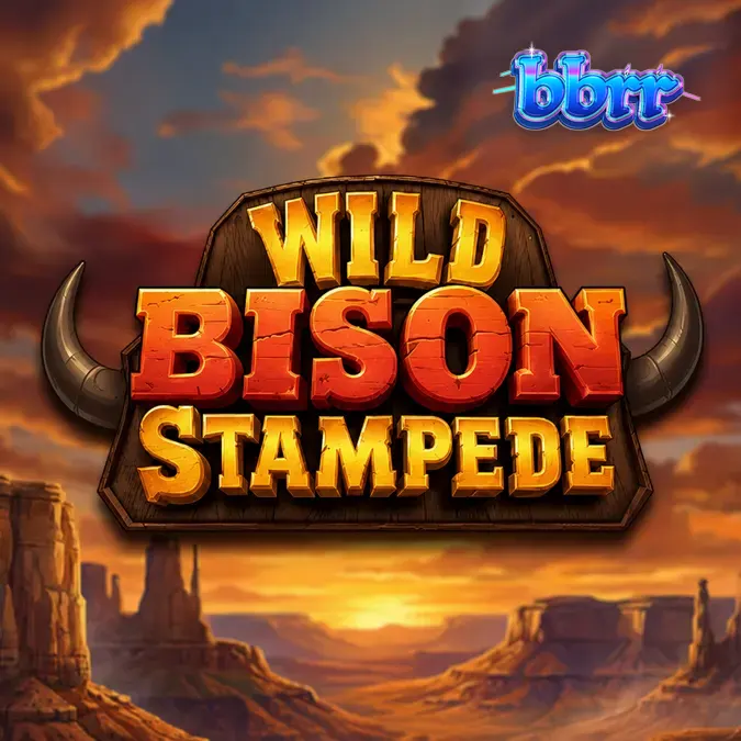 Cena do jogo Wild Bison Stampede mostrando a grade de 5x4 e símbolos de vida selvagem.